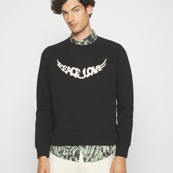 Like new Zadig & Voltaire Unisex Upper Peace Love Sweatshirt in Black Size Large - Picture 1 of 13